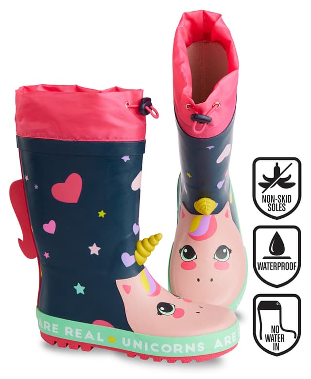 بوت بارانی دخترانه Denokids طرح یونیکورن سرمهای ضدآب سایز 26-34 بوت بارانی دخترانه Denokids طرح یونیکورن سرمهای ضدآب سایز 26-34