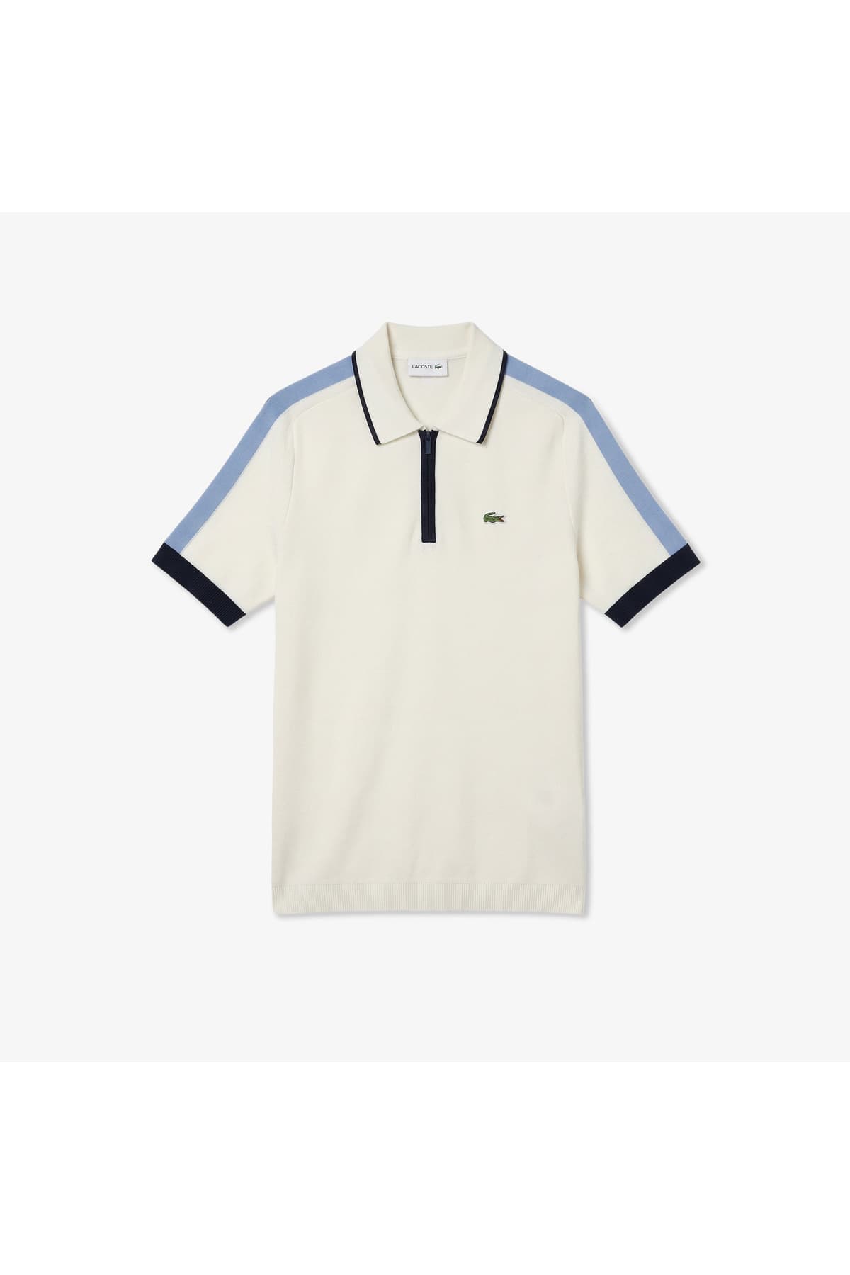 بافت مردانه Lacoste فیت کلاسیک آستین کوتاه یقه نیمزیپ سفید بافت مردانه Lacoste فیت کلاسیک آستین کوتاه یقه نیمزیپ سفید