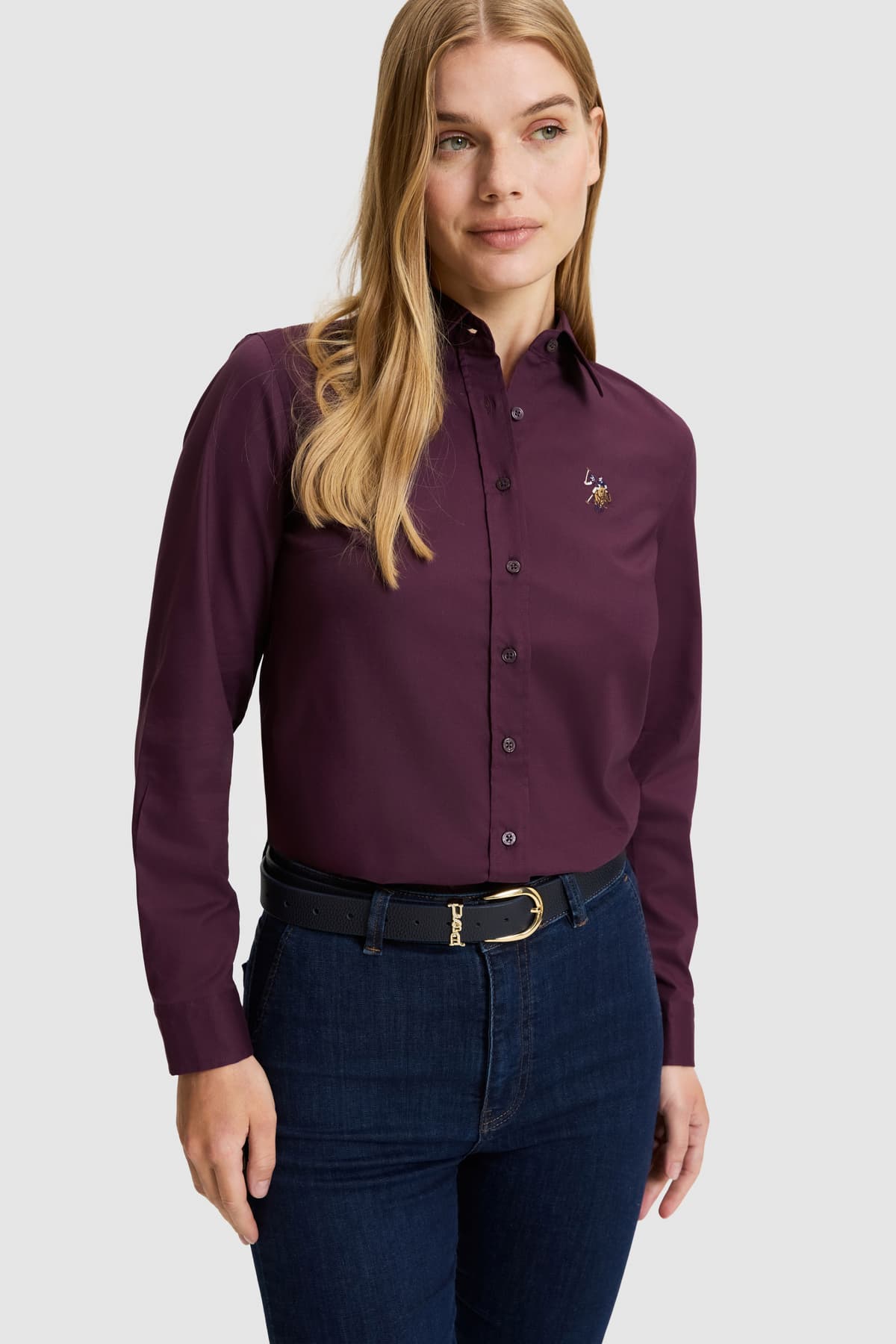 پیراهن زنانه U.S. Polo Assn. زرشکی آستین بلند ساده مدل 50329503-VR180 پیراهن زنانه U.S. Polo Assn. زرشکی آستین بلند ساده مدل 50329503-VR180