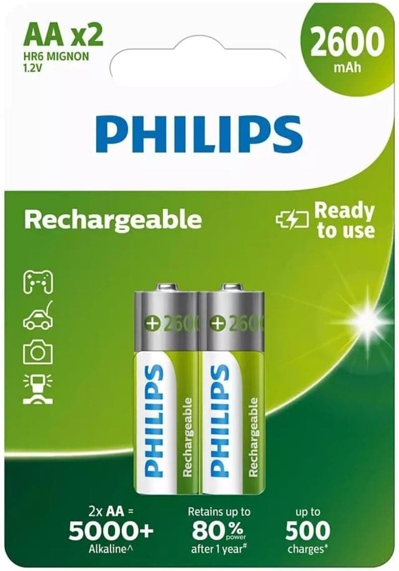 باتری NiMH Philips Life قلمی AA 2600 mAh بسته 2 تایی باتری NiMH Philips Life قلمی AA 2600 mAh بسته 2 تایی