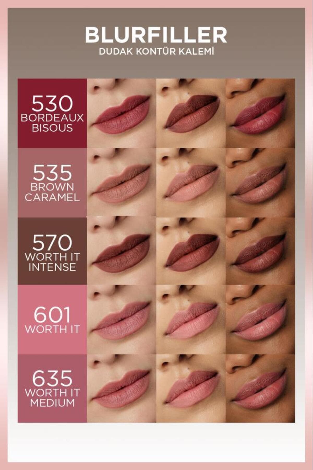 مداد کانتور لب L'Oreal Paris Blurfiller مدل 570 Worth It Intense مداد کانتور لب L'Oreal Paris Blurfiller مدل 570 Worth It Intense