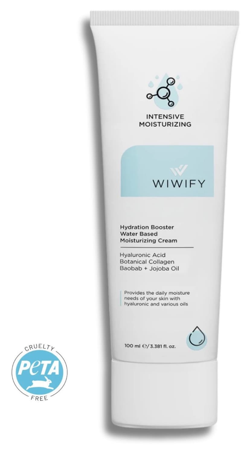 کرم مرطوبکننده صورت مناسب انواع پوست WIWIFY بر پایه آب با اثر 24 ساعته 100 ml کرم مرطوبکننده صورت مناسب انواع پوست WIWIFY بر پایه آب با اثر 24 ساعته 100 ml