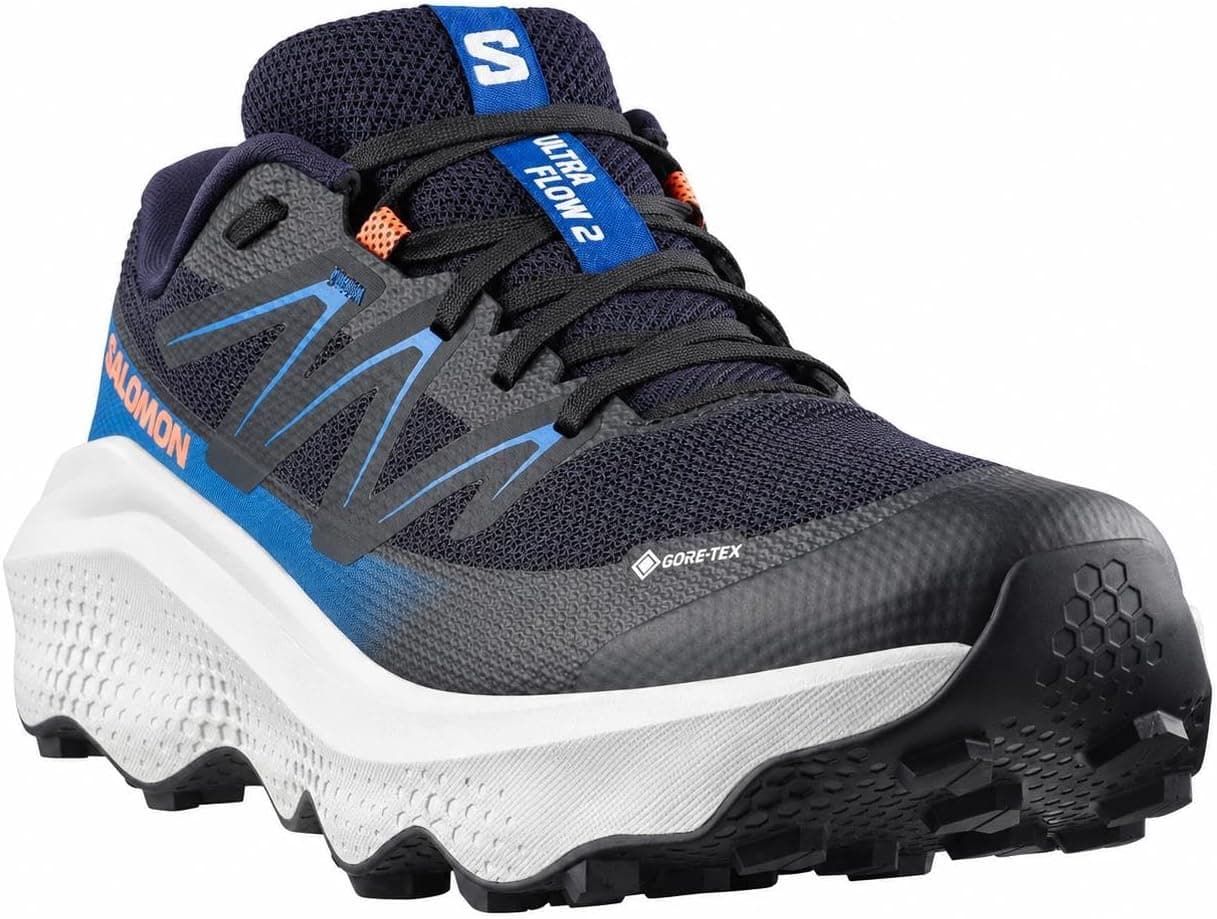 کفش مردانه دویدن و پیادهروی Salomon Gore-Tex Ultra Flow 2 مشکی/آبی میکونوس/خاکستری قمری مدل L49299300 کفش مردانه دویدن و پیادهروی Salomon Gore-Tex Ultra Flow 2 مشکی/آبی میکونوس/خاکستری قمری مدل L49299300