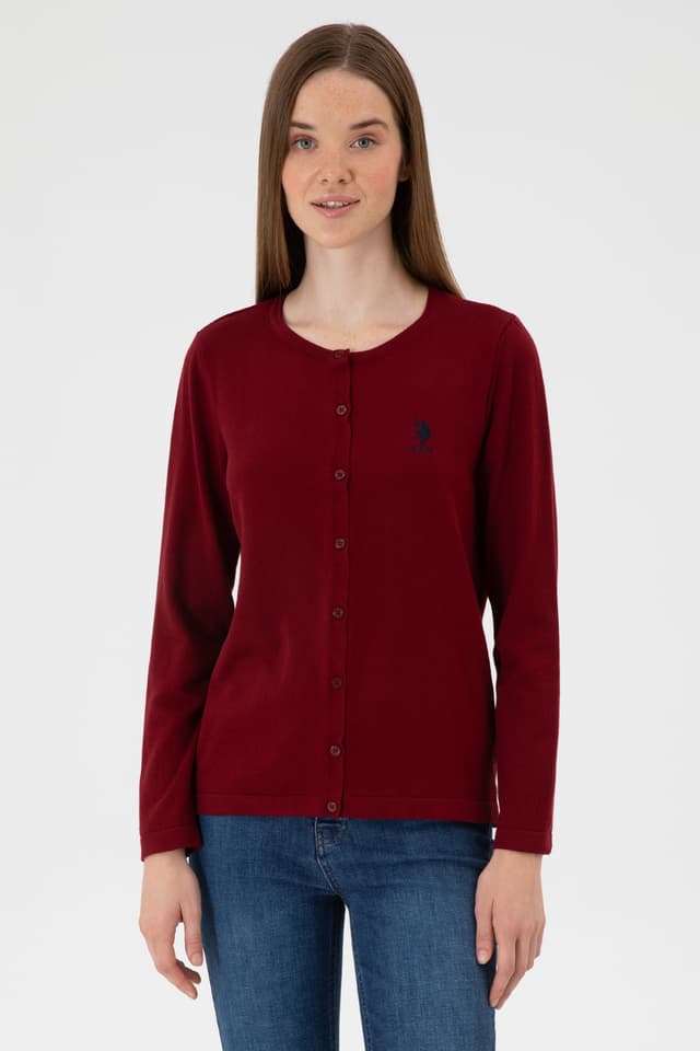 کاردیگان بافت زنانه U.S. Polo Assn. زرشکی بیسیک مدل 50313624-VR014 کاردیگان بافت زنانه U.S. Polo Assn. زرشکی بیسیک مدل 50313624-VR014