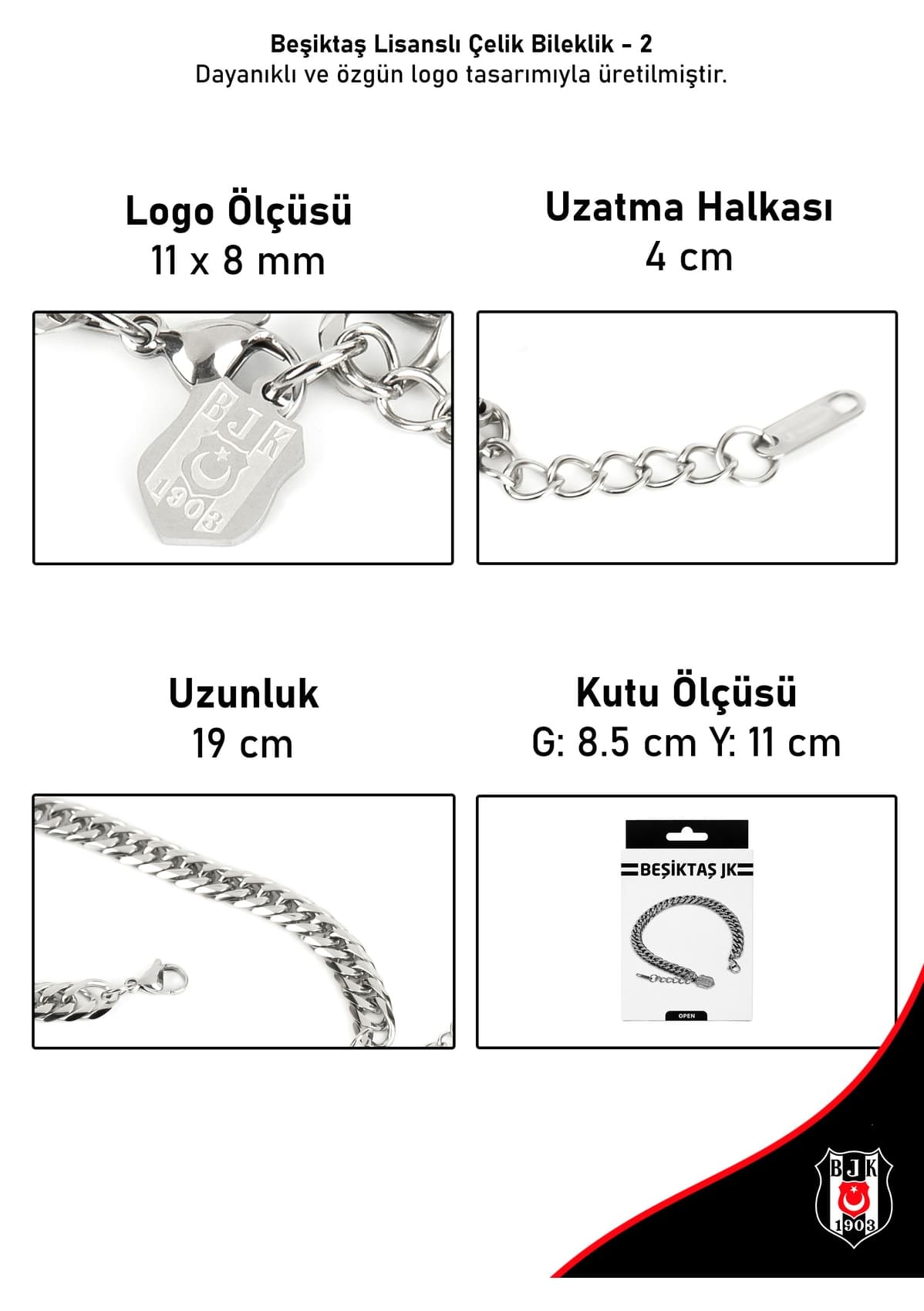 دستبند فولادی زنانه Beşiktaş مدل BİLEKLİK-2 دستبند فولادی زنانه Beşiktaş مدل BİLEKLİK-2