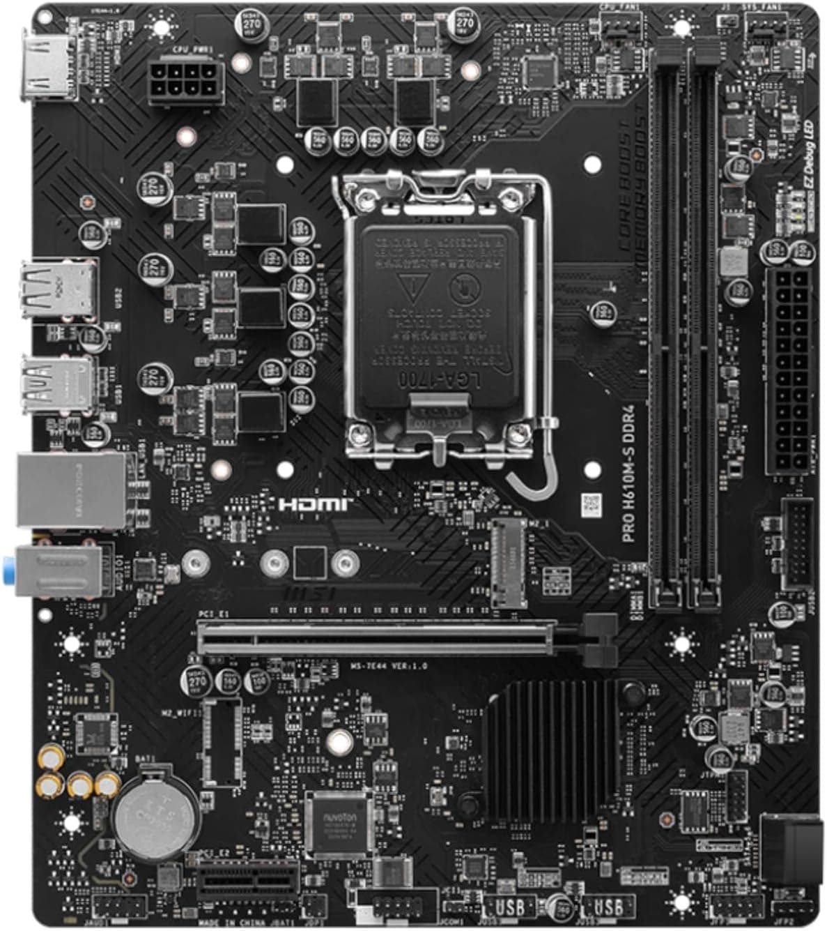 مادربرد گیمینگ MSI چیپست Intel H610 سوکت LGA 1700 مدل PRO H610M-S DDR4 مادربرد گیمینگ MSI چیپست Intel H610 سوکت LGA 1700 مدل PRO H610M-S DDR4