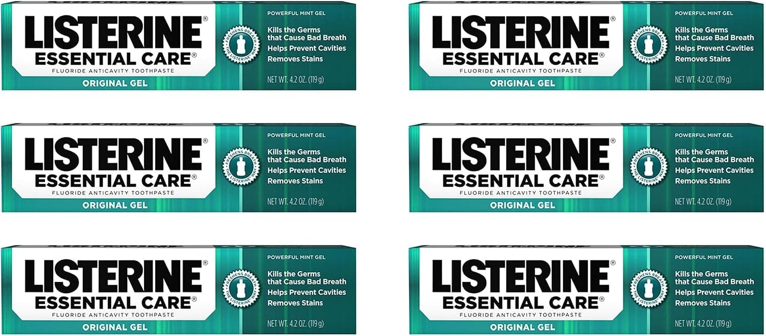 خمیردندان Listerine Essential Care فلوراید طعم نعناعی 4.2 oz 6 Pack خمیردندان Listerine Essential Care فلوراید طعم نعناعی 4.2 oz 6 Pack