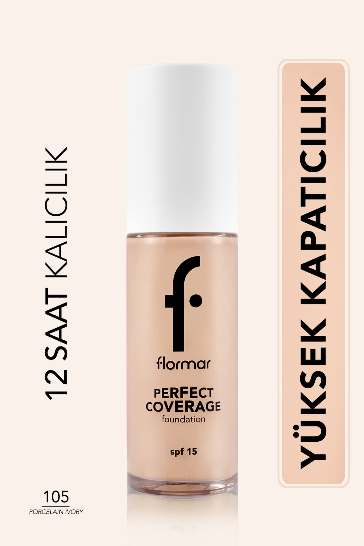 فوندیشن Flormar پوشش کامل پیگمان بالا فینیش نیمه براق SPF15 فوندیشن Flormar پوشش کامل پیگمان بالا فینیش نیمه براق SPF15