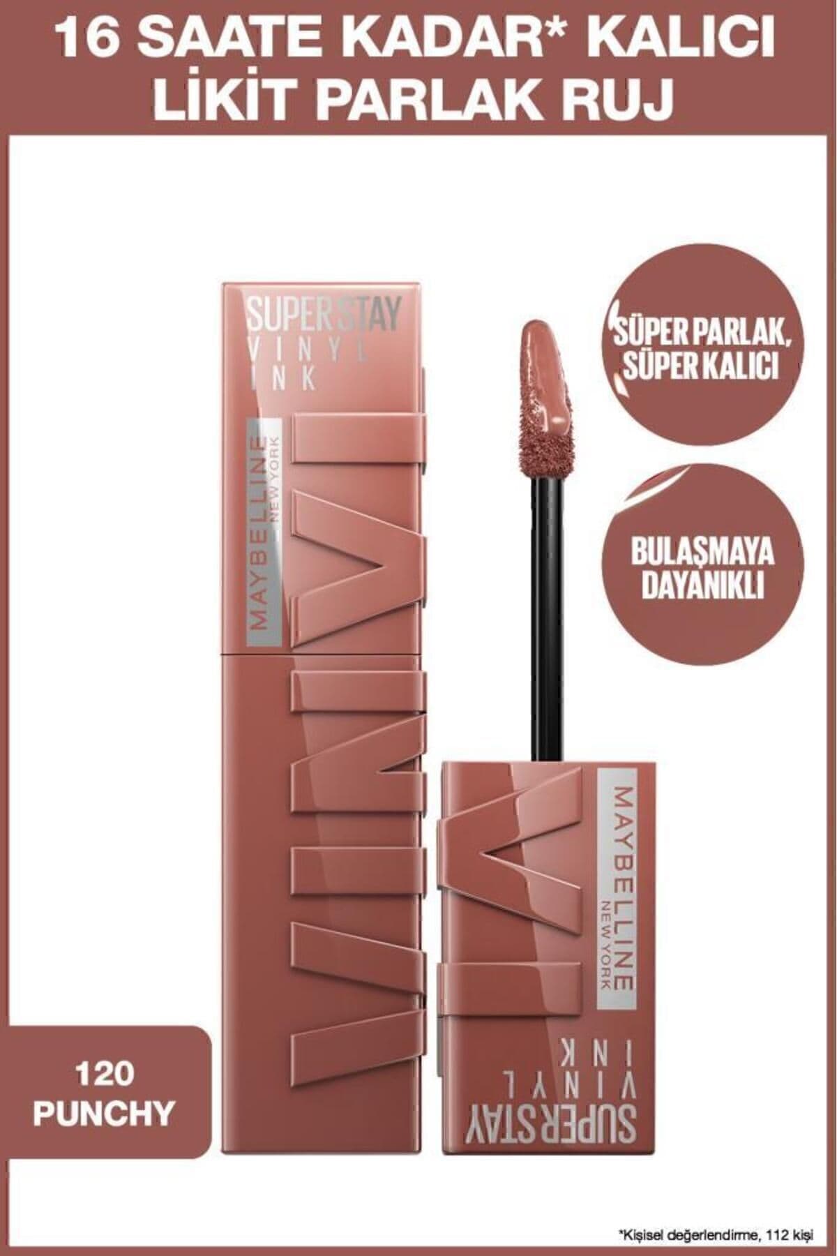 رژ لب مایع Maybelline New York Super Stay Vinyl Ink ماندگار براق مدل 120 Punchy رژ لب مایع Maybelline New York Super Stay Vinyl Ink ماندگار براق مدل 120 Punchy