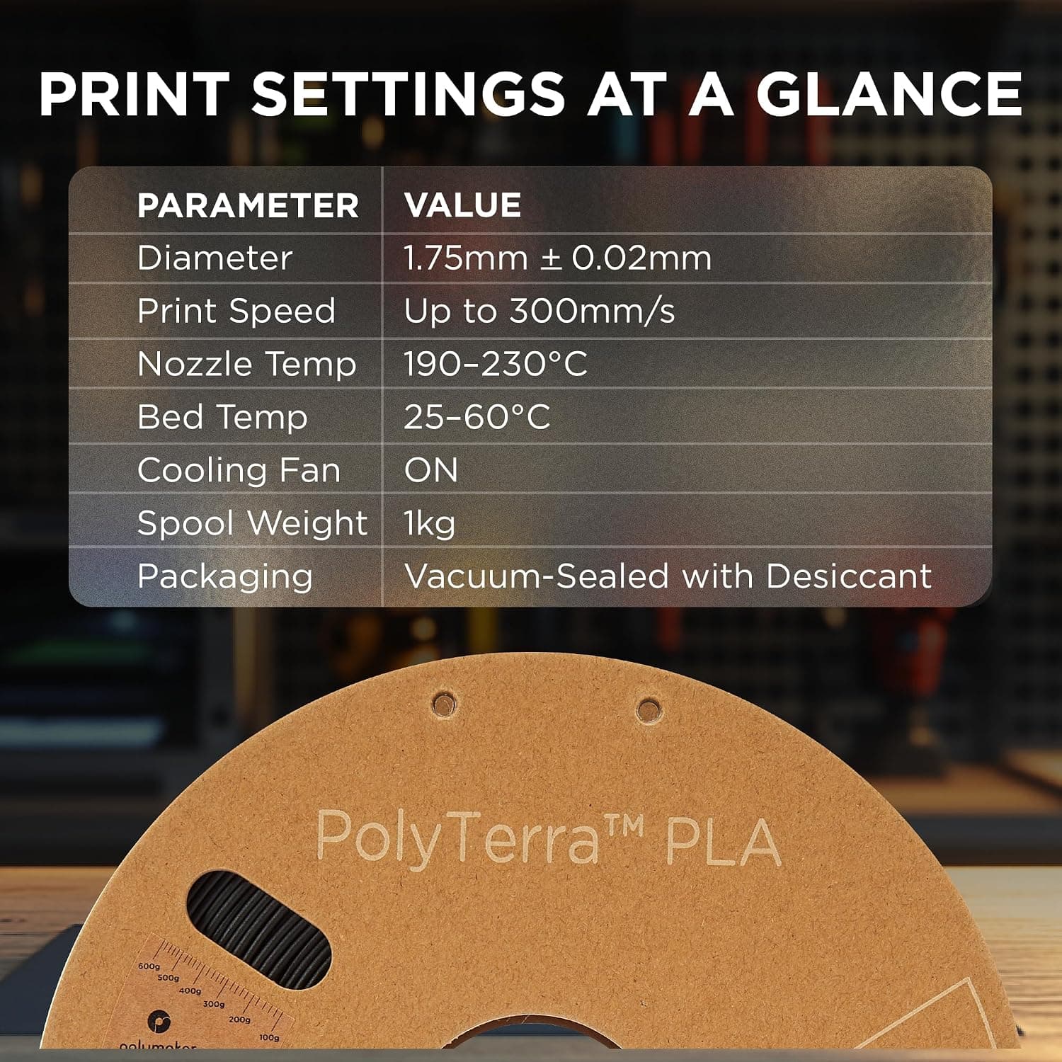 فیلامنت PLA Polymaker PolyTerra کمپلاستیک 1.75 میلیمتر 1000 گرم مشکی مات مدل 70820 فیلامنت PLA Polymaker PolyTerra کمپلاستیک 1.75 میلیمتر 1000 گرم مشکی مات مدل 70820