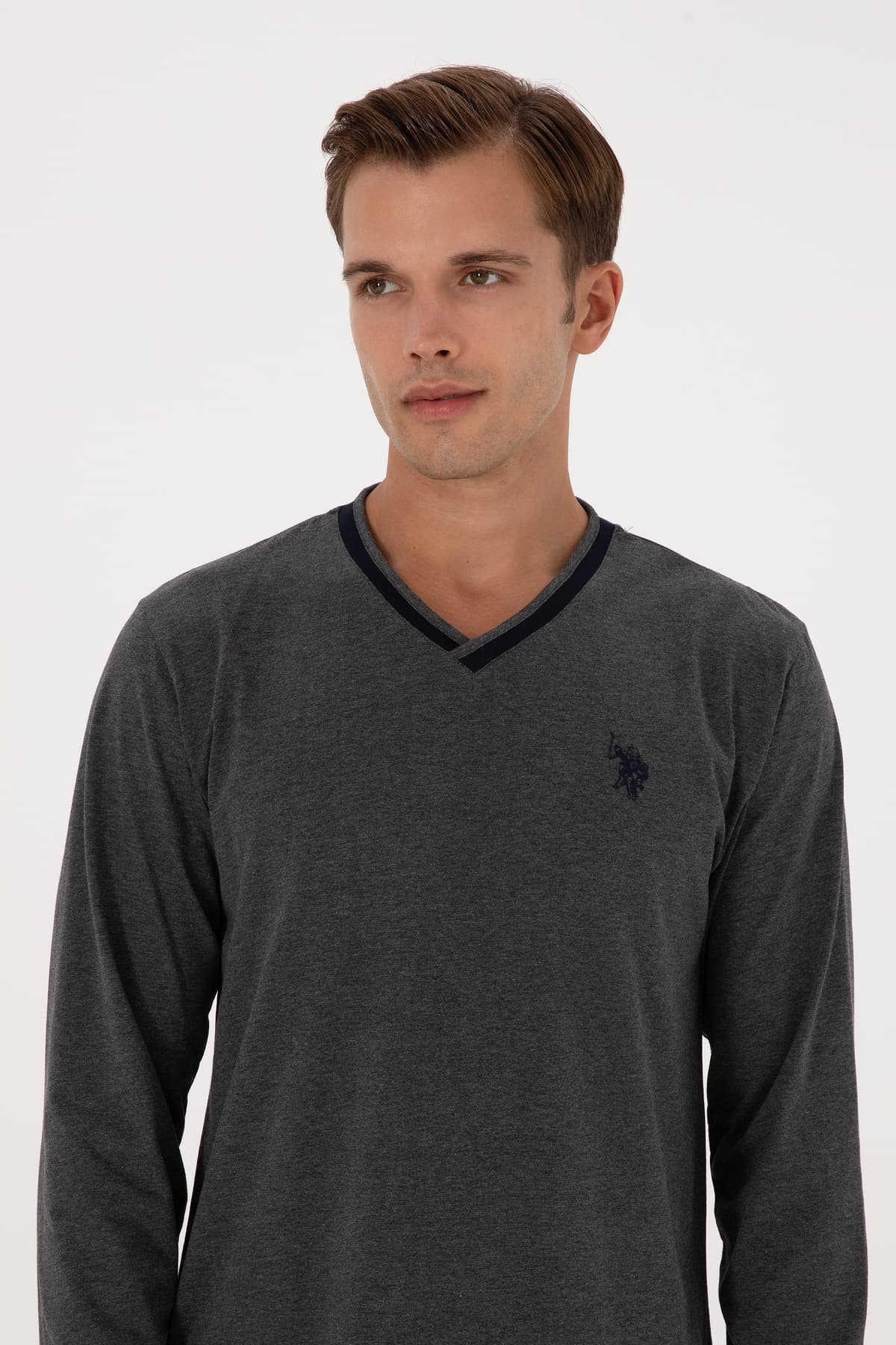 ست پیژامه مردانه U.S. Polo Assn. ذغالی ملانژ مدل 50318616-VR081 ست پیژامه مردانه U.S. Polo Assn. ذغالی ملانژ مدل 50318616-VR081