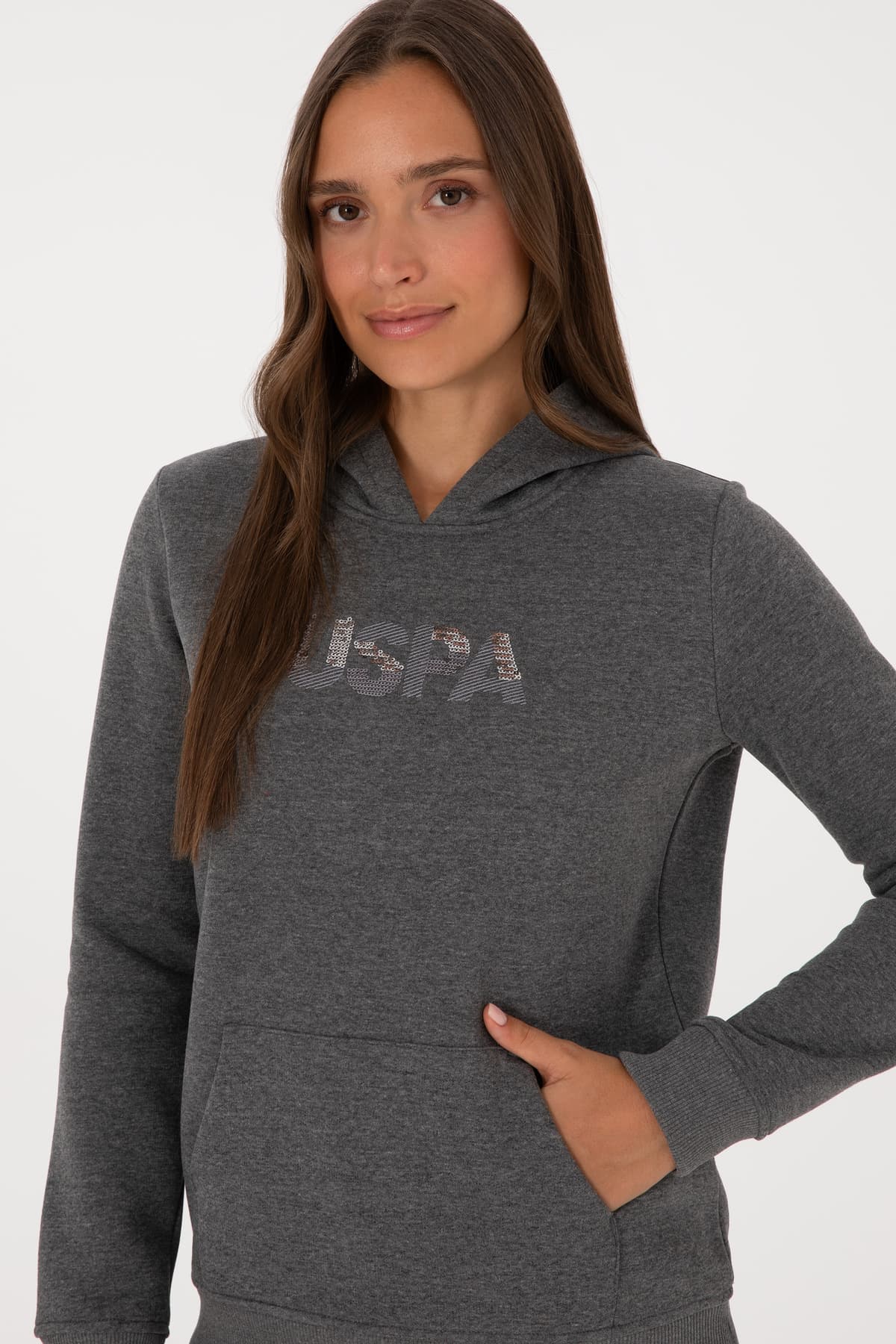 سوئیشرت زنانه U.S. Polo Assn. کاپوتدار آنتراسیت ملانژ مدل 50307711-VR081 سوئیشرت زنانه U.S. Polo Assn. کاپوتدار آنتراسیت ملانژ مدل 50307711-VR081