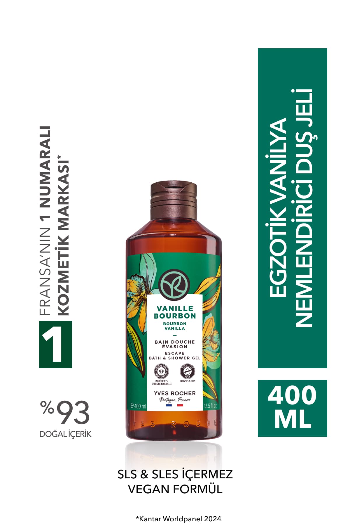 ژل دوش Yves Rocher مرطوبکننده با رایحه وانیل استوایی، بدون SLS و SLES، وگان 400ml ژل دوش Yves Rocher مرطوبکننده با رایحه وانیل استوایی، بدون SLS و SLES، وگان 400ml