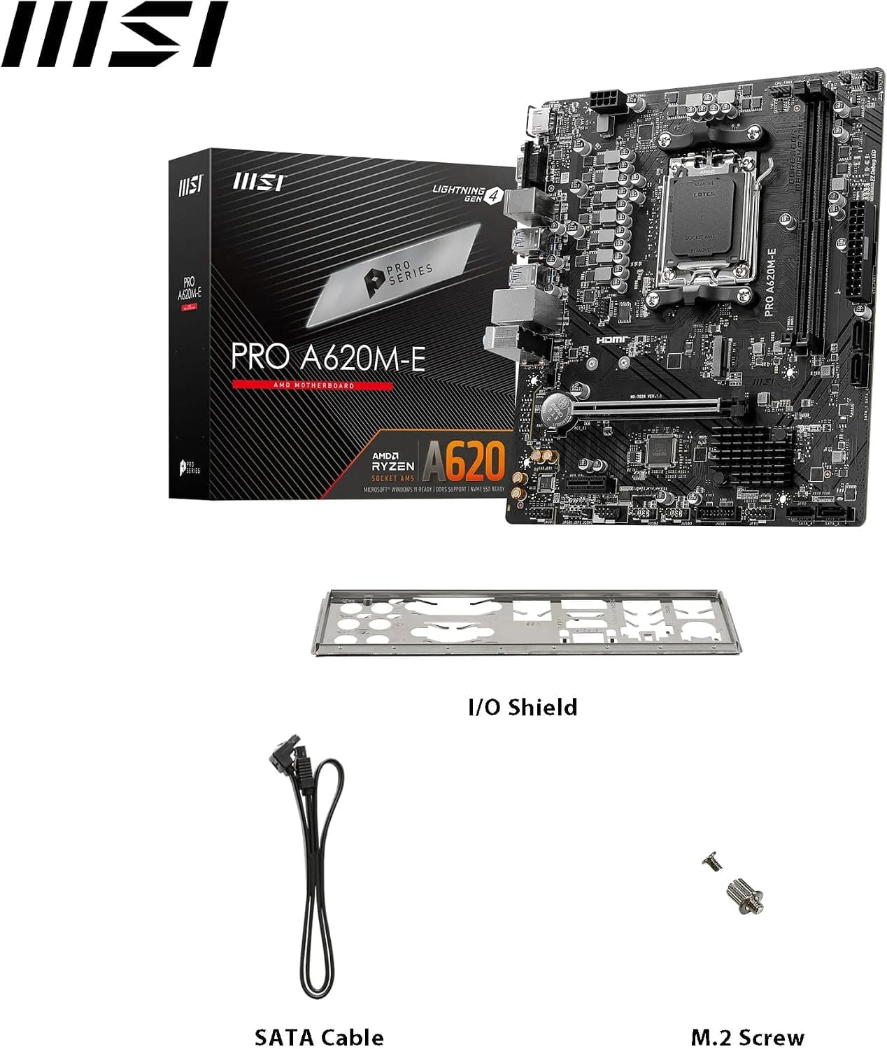 مادربرد MSI مدل PRO A620M-E سوکت AM5 DDR5 6000(OC) MHz mATX مادربرد MSI مدل PRO A620M-E سوکت AM5 DDR5 6000(OC) MHz mATX