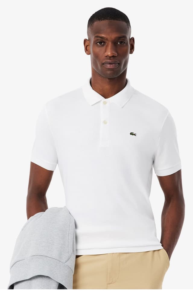 پولوشرت مردانه Lacoste سفید فیت معمولی پولوشرت مردانه Lacoste سفید فیت معمولی