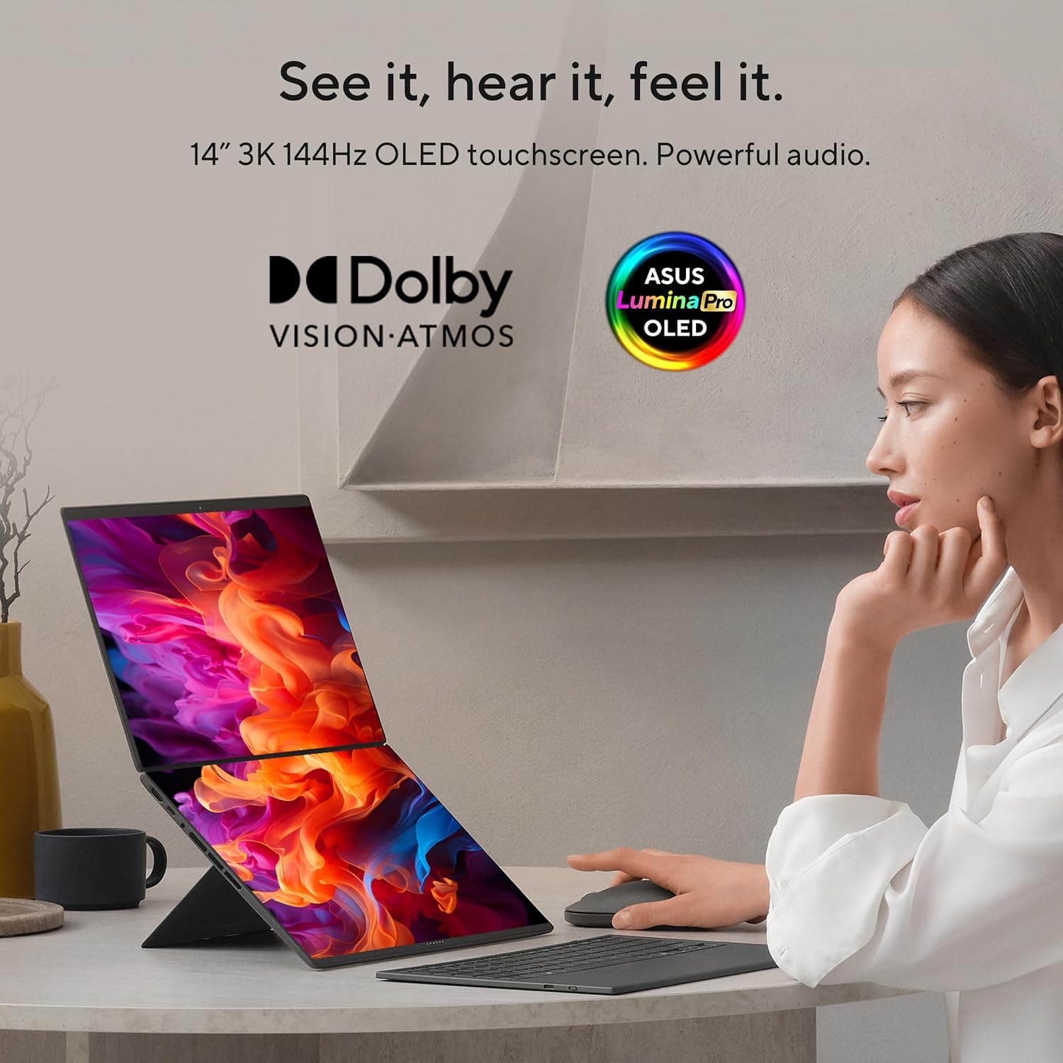 لپتاپ ASUS Zenbook Duo نمایشگر دوگانه OLED 14 اینچی خاکستری لپتاپ ASUS Zenbook Duo نمایشگر دوگانه OLED 14 اینچی خاکستری