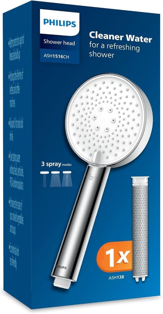 سردوش Philips با فیلتر حذف کلر کروم مدل ASH1516 سردوش Philips با فیلتر حذف کلر کروم مدل ASH1516