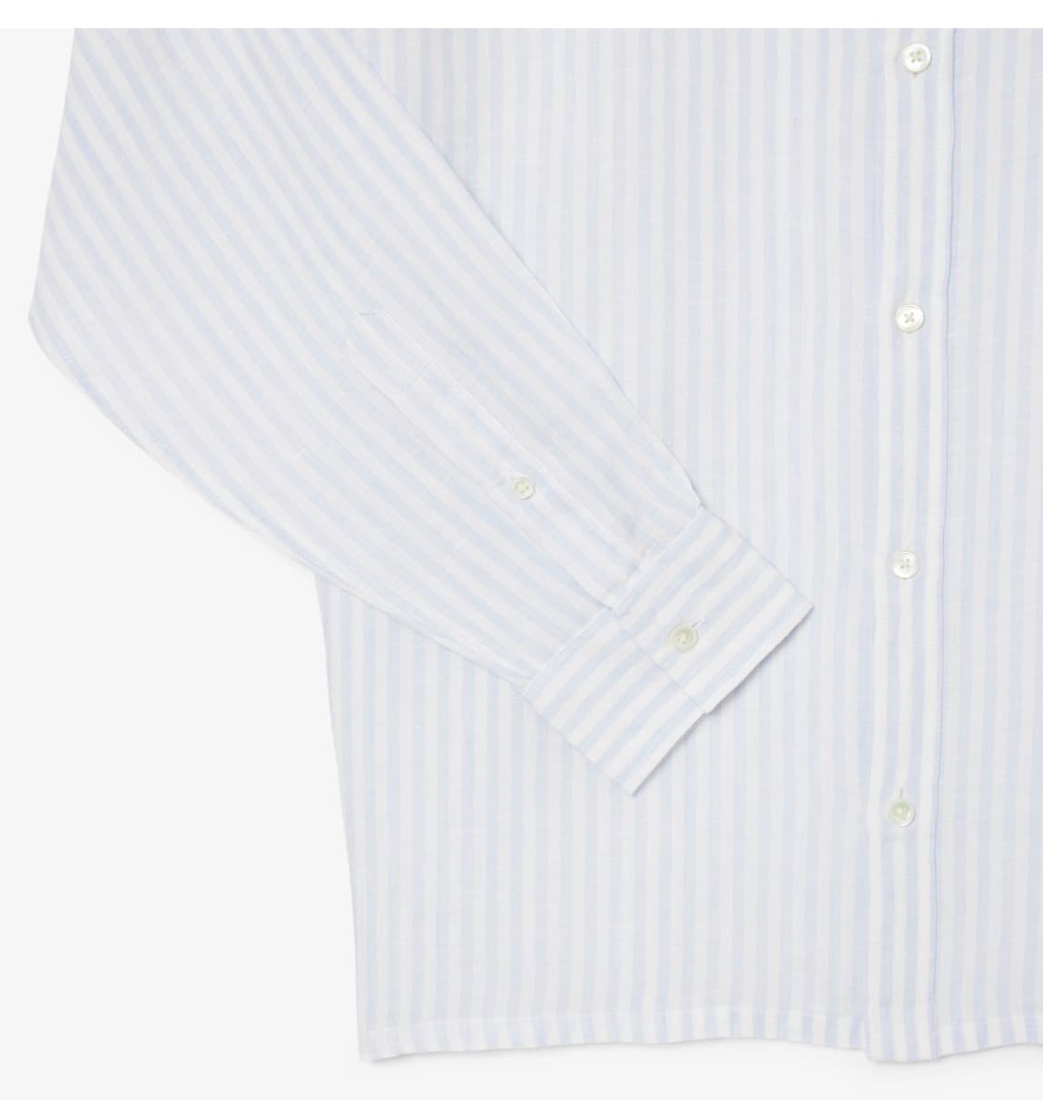 پیراهن مردانه Lacoste کتان آبی راهراه با یقه دکمهدار و فیت معمولی پیراهن مردانه Lacoste کتان آبی راهراه با یقه دکمهدار و فیت معمولی