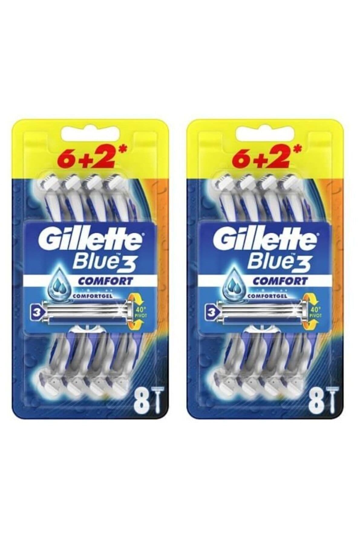 خودتراش Gillette Blue-3 Comfort بسته 8 عددی × 2 خودتراش Gillette Blue-3 Comfort بسته 8 عددی × 2