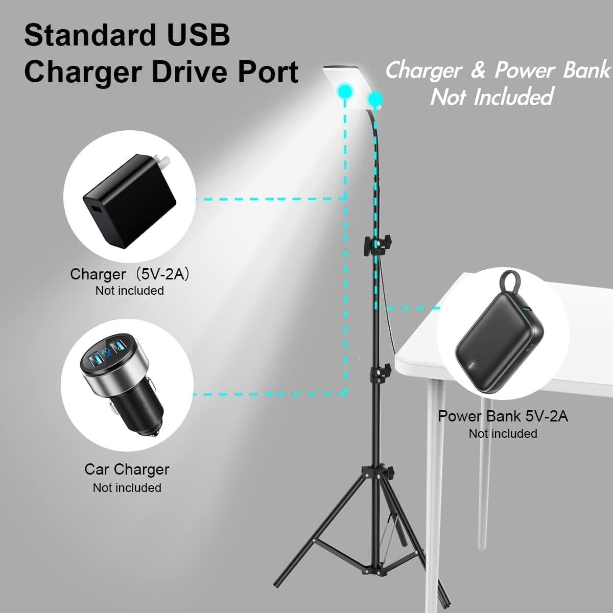 چراغ کمپینگ LED قابلحمل HJB VISSO با سهپایه تلسکوپی و پورت USB چراغ کمپینگ LED قابلحمل HJB VISSO با سهپایه تلسکوپی و پورت USB