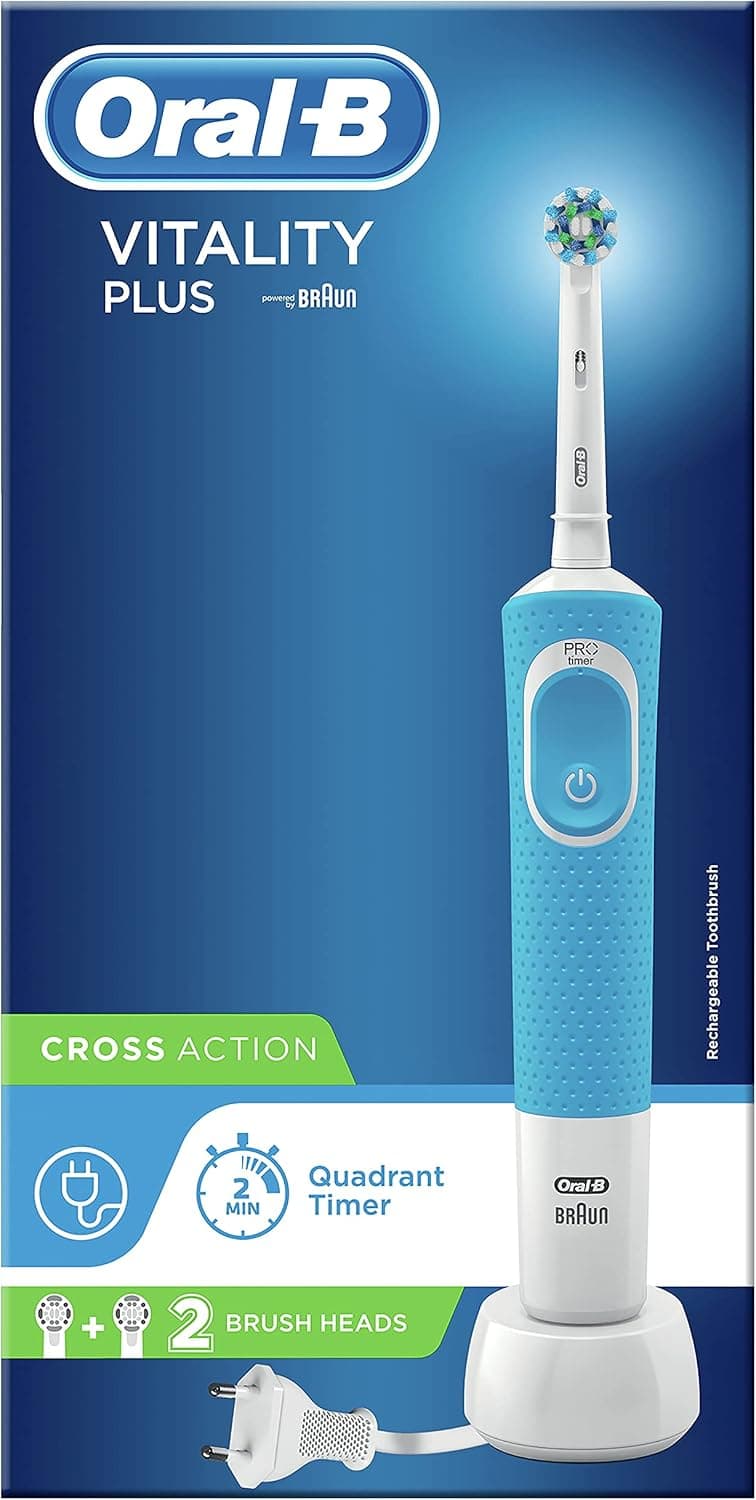 مسواک برقی Oral-B با ۱ دسته و ۲ سری متقاطع، ۱ حالت، تمیزکنندگی 2D، دوشاخه UK، آبی و سفید مسواک برقی Oral-B با ۱ دسته و ۲ سری متقاطع، ۱ حالت، تمیزکنندگی 2D، دوشاخه UK، آبی و سفید