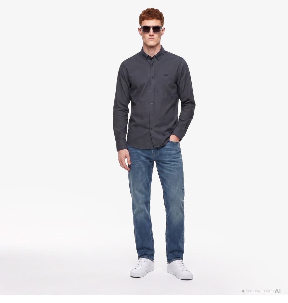 پیراهن مردانه Lacoste فیت معمولی یقه دکمهدار سرمهای پیراهن مردانه Lacoste فیت معمولی یقه دکمهدار سرمهای