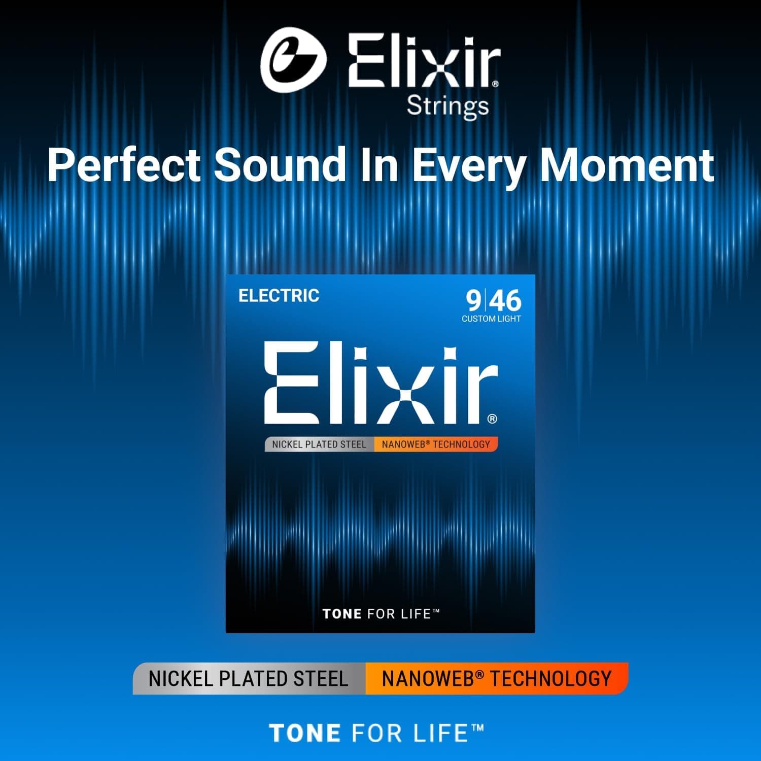 سیم گیتار الکتریک Elixir Nanoweb Custom Light 9-46 مدل 12027 سیم گیتار الکتریک Elixir Nanoweb Custom Light 9-46 مدل 12027