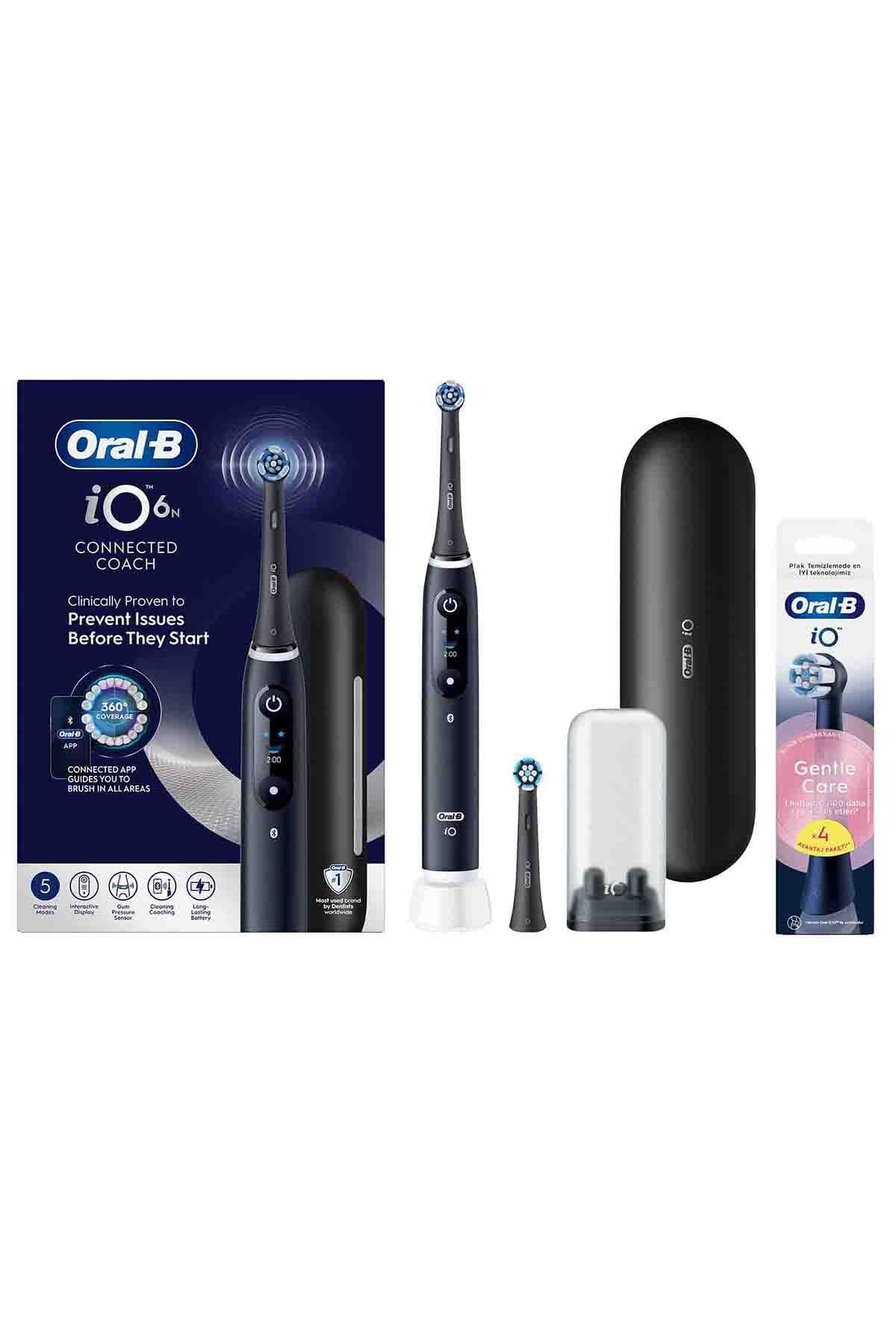 مسواک برقی شارژی Oral-B مشکی iO6 با 4 سری یدک مناسب دندانهای حساس مسواک برقی شارژی Oral-B مشکی iO6 با 4 سری یدک مناسب دندانهای حساس