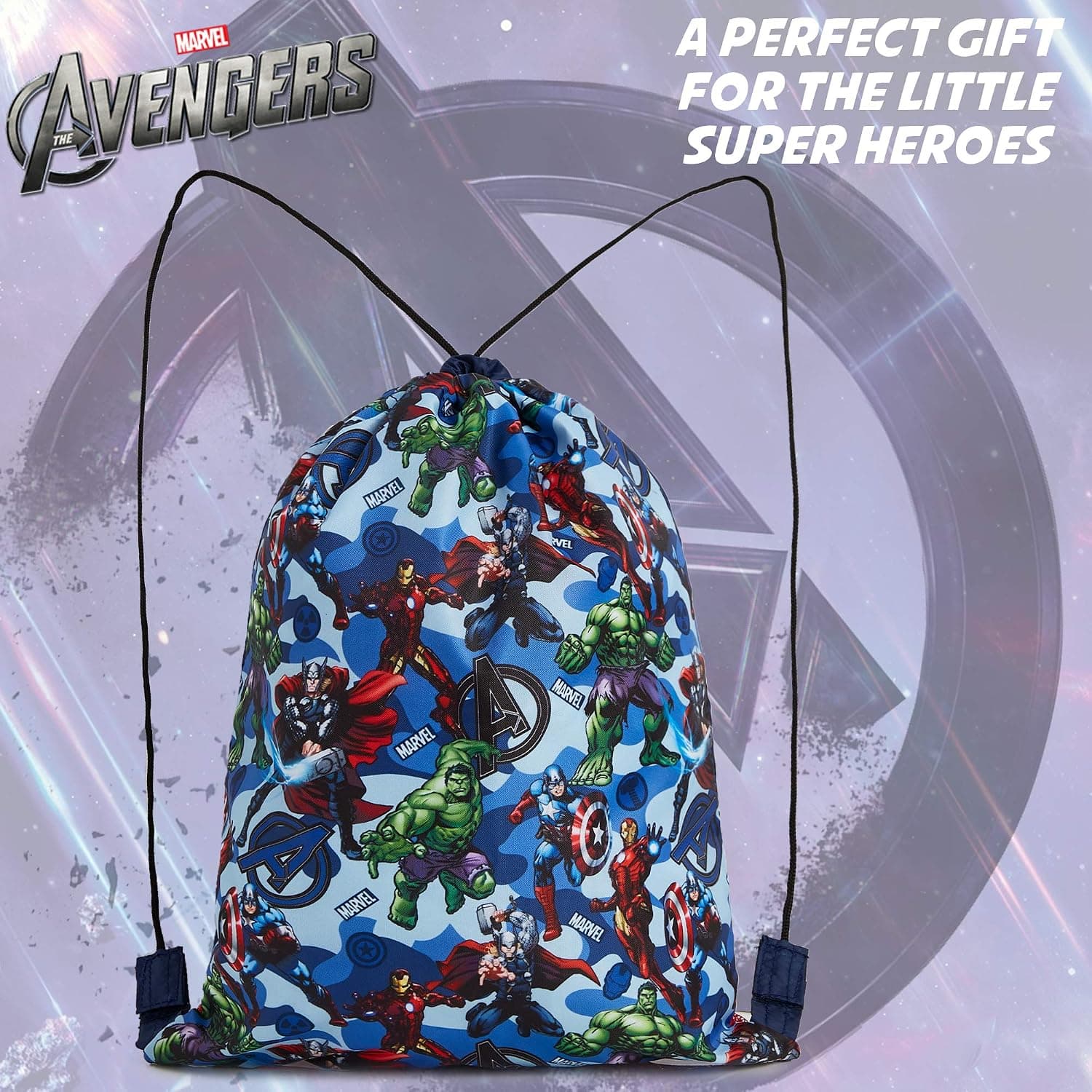 کولهپشتی کوچک کودکانه Marvel همراه ساک بندکششی برای ورزش، مدرسه، سفر و استخر کولهپشتی کوچک کودکانه Marvel همراه ساک بندکششی برای ورزش، مدرسه، سفر و استخر