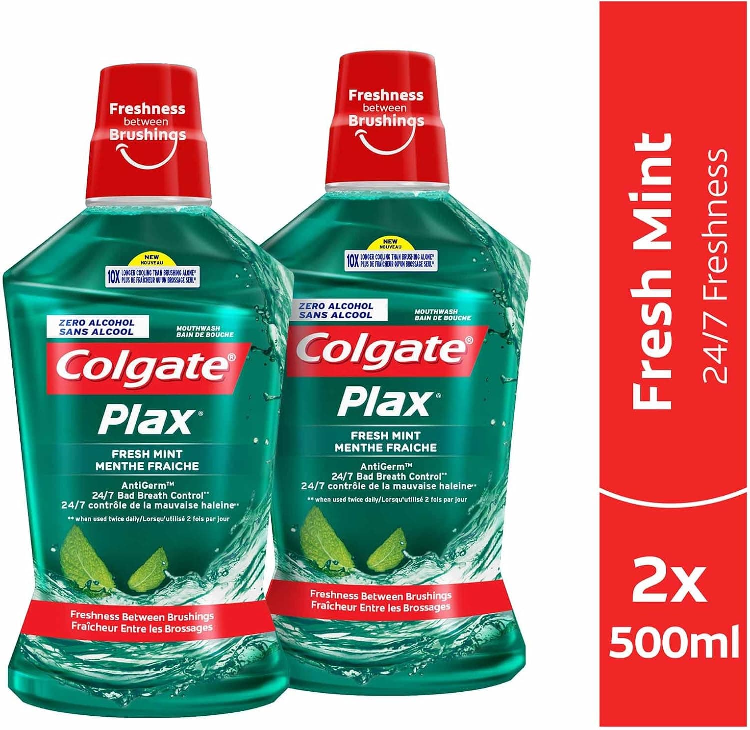 دهانشویه Colgate Plax با طعم نعناع تازه، 500 ml بسته 2 عددی دهانشویه Colgate Plax با طعم نعناع تازه، 500 ml بسته 2 عددی