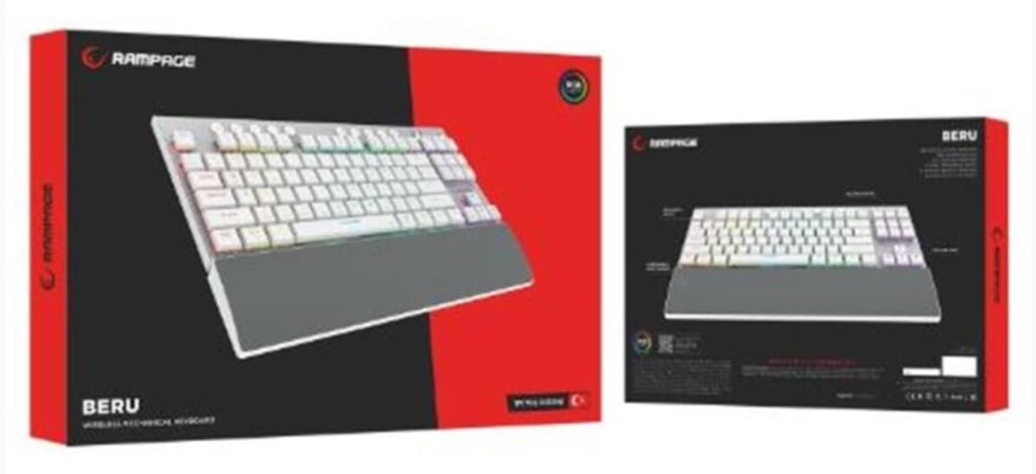 کیبورد گیمینگ مکانیکی Rampage سفید بیسیم 2.4G و بلوتوث RED SWITCH RGB مدل BERU کیبورد گیمینگ مکانیکی Rampage سفید بیسیم 2.4G و بلوتوث RED SWITCH RGB مدل BERU