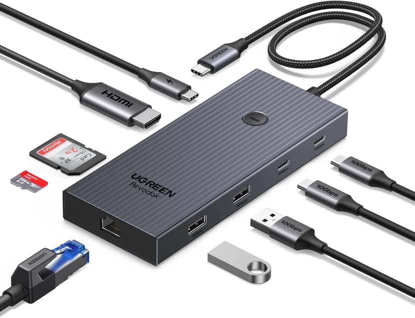 هاب USB C UGREEN ۹ در ۱ HDMI 4K، اترنت و 100W PD هاب USB C UGREEN ۹ در ۱ HDMI 4K، اترنت و 100W PD