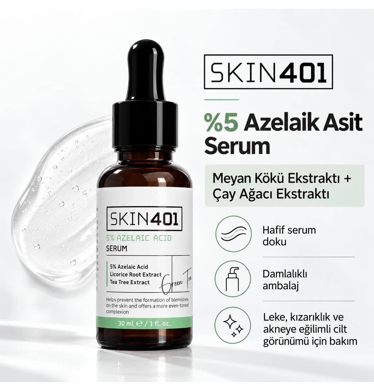 سرم روزانه Skin401 آزلائیک اسید آرامبخش %5 مدل START 30 ml سرم روزانه Skin401 آزلائیک اسید آرامبخش %5 مدل START 30 ml