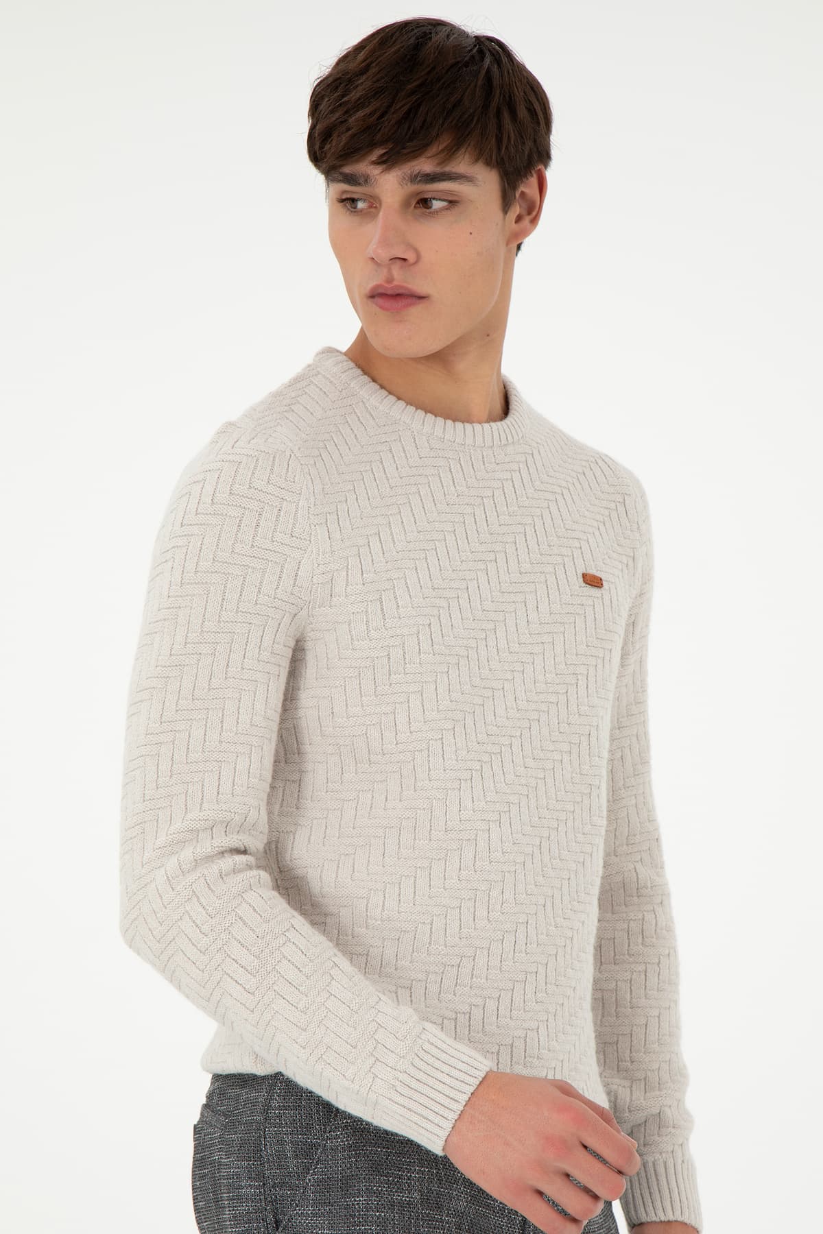 پلیور مردانه U.S. Polo Assn. فیت اسلیم یقه گرد رنگ سنگی مدل 50297050-VR049 پلیور مردانه U.S. Polo Assn. فیت اسلیم یقه گرد رنگ سنگی مدل 50297050-VR049