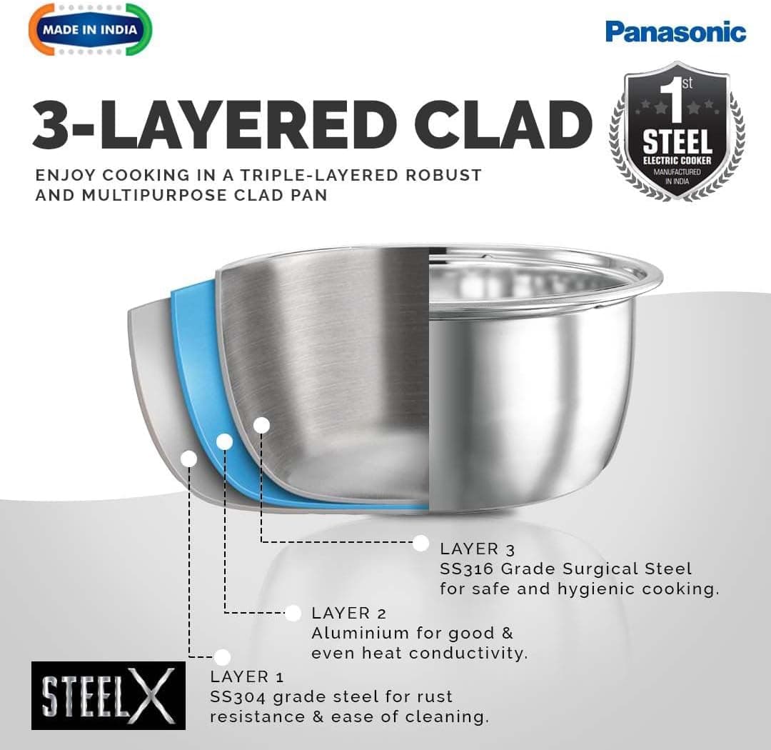پلوپز برقی اتوماتیک Panasonic استیل ضدزنگ 1.8 L نقرهای مدل SR-G18 پلوپز برقی اتوماتیک Panasonic استیل ضدزنگ 1.8 L نقرهای مدل SR-G18