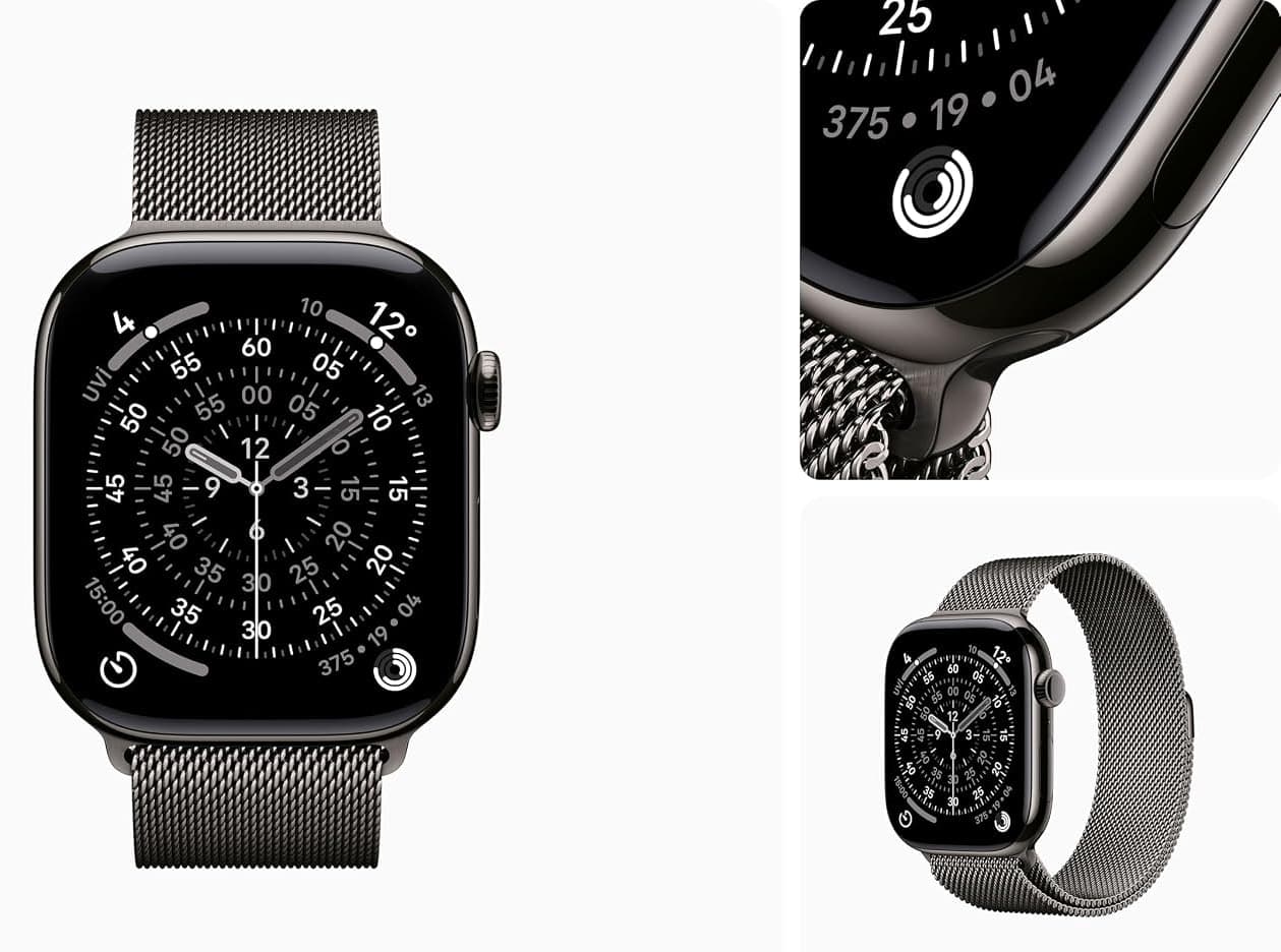 ساعت هوشمند Apple Watch Series 11 GPS + Cellular با قاب تیتانیومی اردوازی 42 mm و بند ورزشی مشکی S/M ساعت هوشمند Apple Watch Series 11 GPS + Cellular با قاب تیتانیومی اردوازی 42 mm و بند ورزشی مشکی S/M