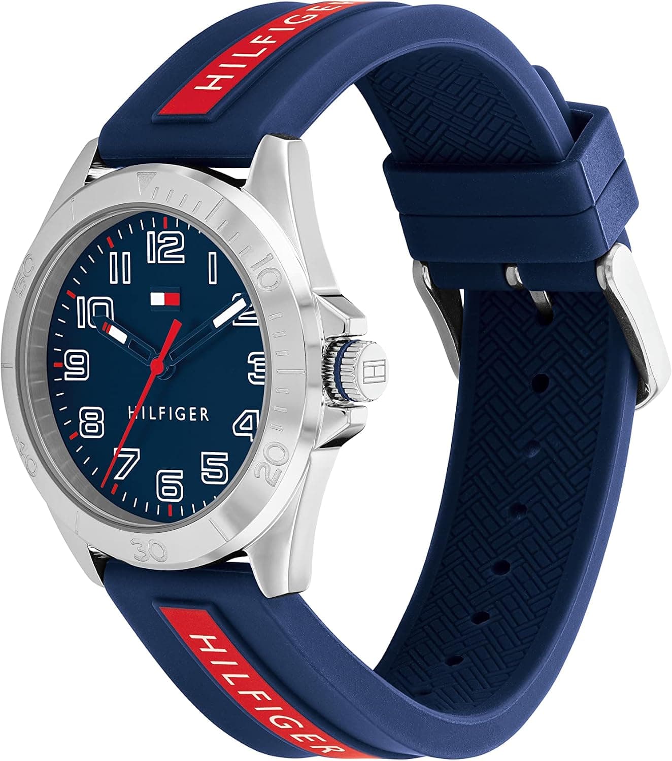ساعت مچی پسرانه Tommy Hilfiger صفحه آبی بند سیلیکونی آبیقرمز مدل 1720019 ساعت مچی پسرانه Tommy Hilfiger صفحه آبی بند سیلیکونی آبیقرمز مدل 1720019