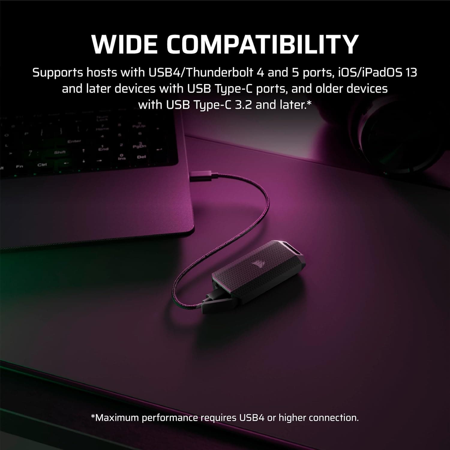 SSD اکسترنال برای PC، Mac و iPad Corsair مشکی مقاوم IP55 با سرعت تا 4000 MB/sn مدل EX400U SURVIVOR 2TB USB4 SSD اکسترنال برای PC، Mac و iPad Corsair مشکی مقاوم IP55 با سرعت تا 4000 MB/sn مدل EX400U SURVIVOR 2TB USB4