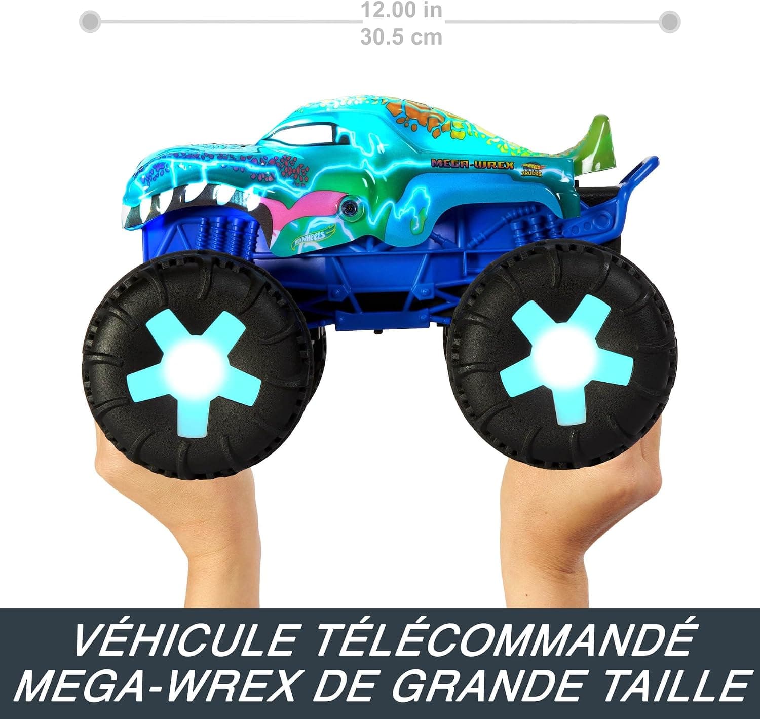 ماشین کنترلی Hot Wheels Monster Trucks Mega-Wrex با مقیاس 1:15، چراغ و صدا، مدل باتریخور ماشین کنترلی Hot Wheels Monster Trucks Mega-Wrex با مقیاس 1:15، چراغ و صدا، مدل باتریخور