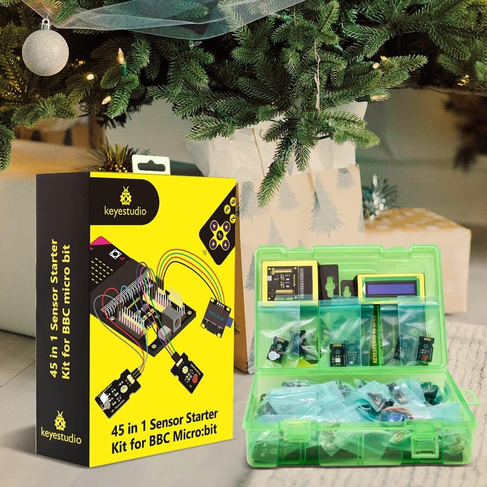 کیت آموزشی 45 سنسوره KEYESTUDIO همراه Micro:bit V2.2، نمایشگرهای i2c LCD و OLED، سنسور آب و رله 5v کیت آموزشی 45 سنسوره KEYESTUDIO همراه Micro:bit V2.2، نمایشگرهای i2c LCD و OLED، سنسور آب و رله 5v