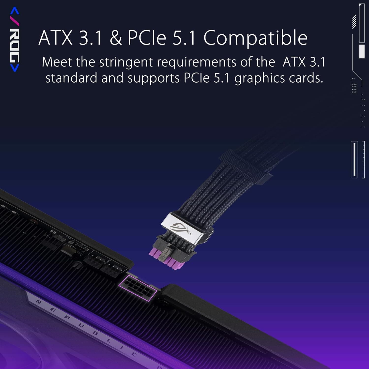 کابل برق PCIe ASUS ROG Equalizer مدل 12V-2x6، سازگار با ATX 3.1 و PCIe 5.1، با 3 سال گارانتی کابل برق PCIe ASUS ROG Equalizer مدل 12V-2x6، سازگار با ATX 3.1 و PCIe 5.1، با 3 سال گارانتی
