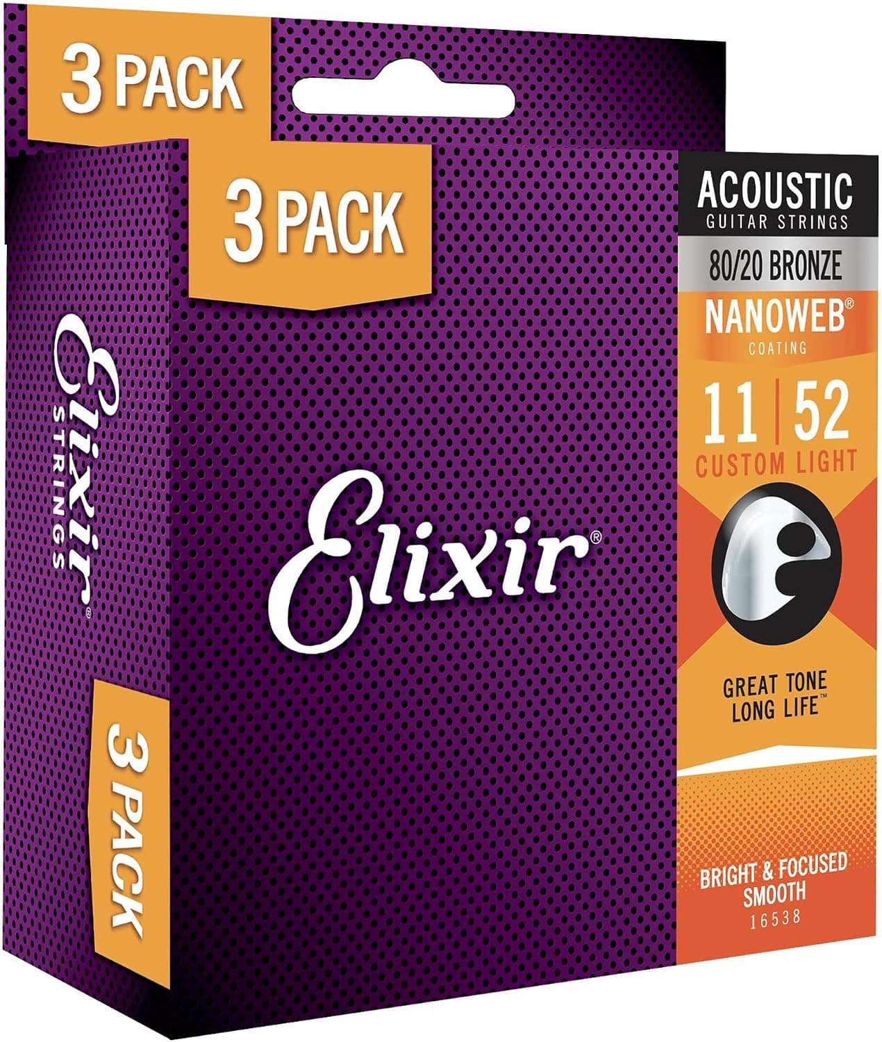 سیم گیتار آکوستیک Elixir برنز فسفر Nanoweb 11-52 مدل 16027 سیم گیتار آکوستیک Elixir برنز فسفر Nanoweb 11-52 مدل 16027