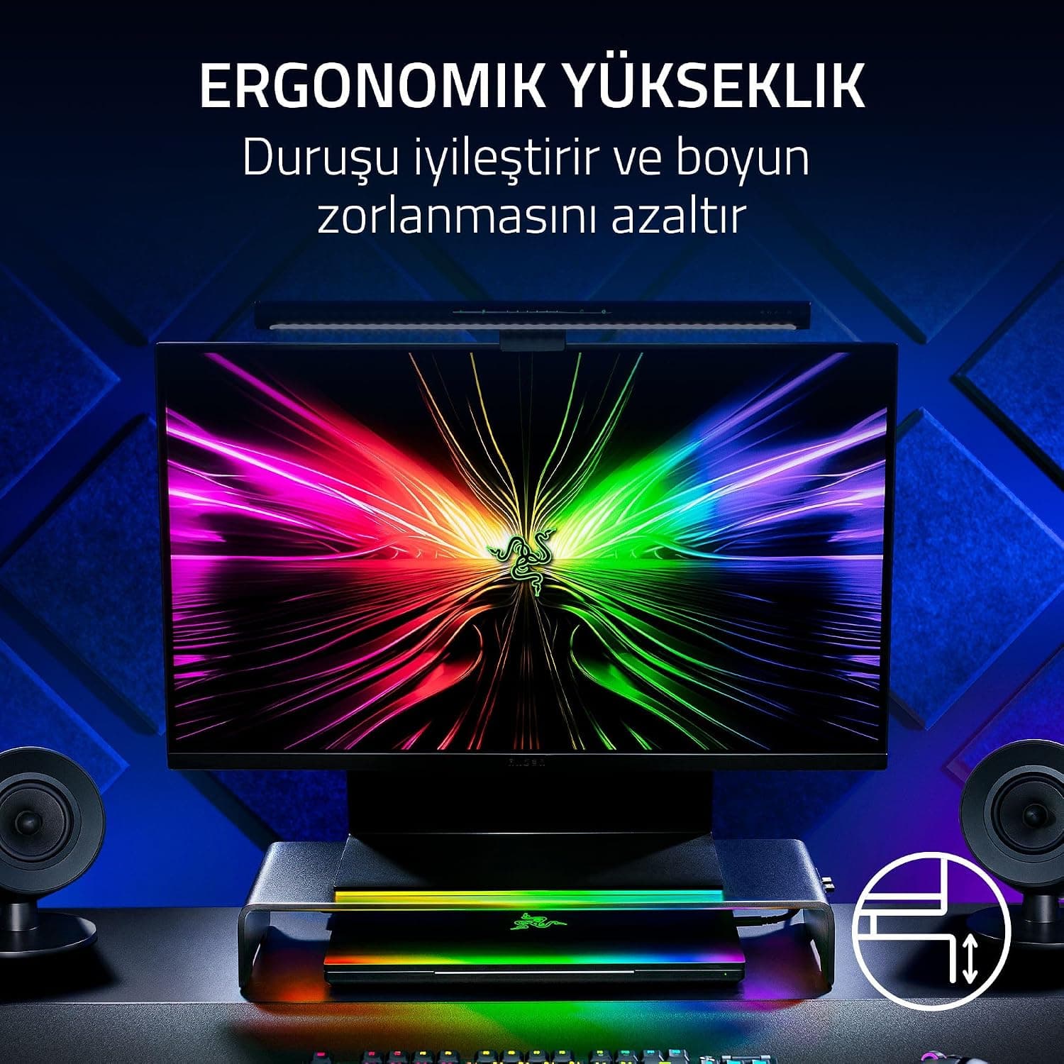 استند مانیتور Razer با نور RGB و هاب ۴ پورت USB-C مدل Chroma سیاه استند مانیتور Razer با نور RGB و هاب ۴ پورت USB-C مدل Chroma سیاه