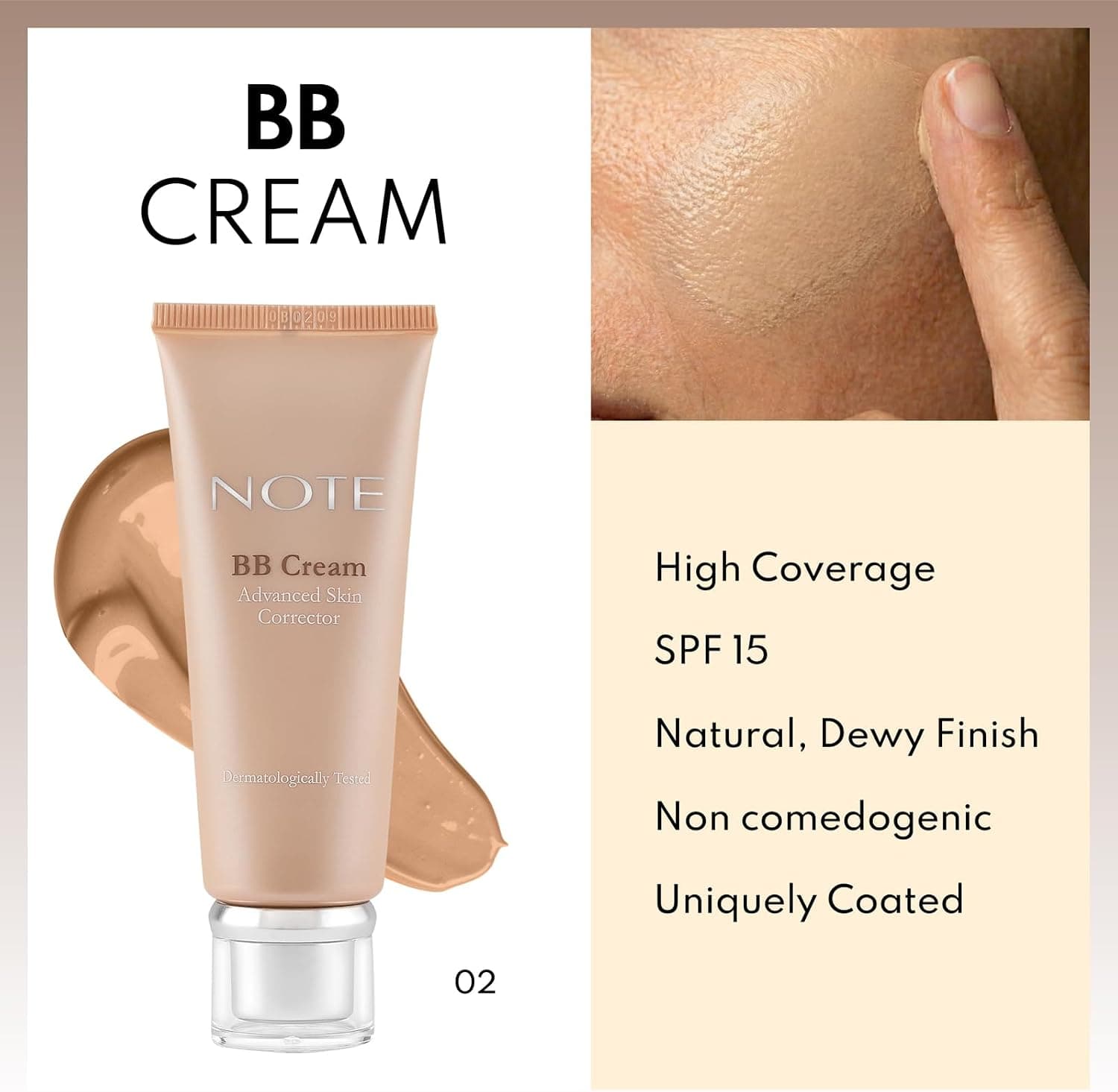کرم BB مرطوبکننده و پوشاننده Note مدل 02 با SPF 15 کرم BB مرطوبکننده و پوشاننده Note مدل 02 با SPF 15