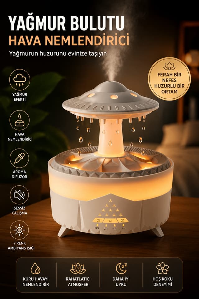 دستگاه بخور و رطوبتساز اولتراسونیک و دیفیوزر رایحه SMAYLİNG با نوردرمانی دستگاه بخور و رطوبتساز اولتراسونیک و دیفیوزر رایحه SMAYLİNG با نوردرمانی