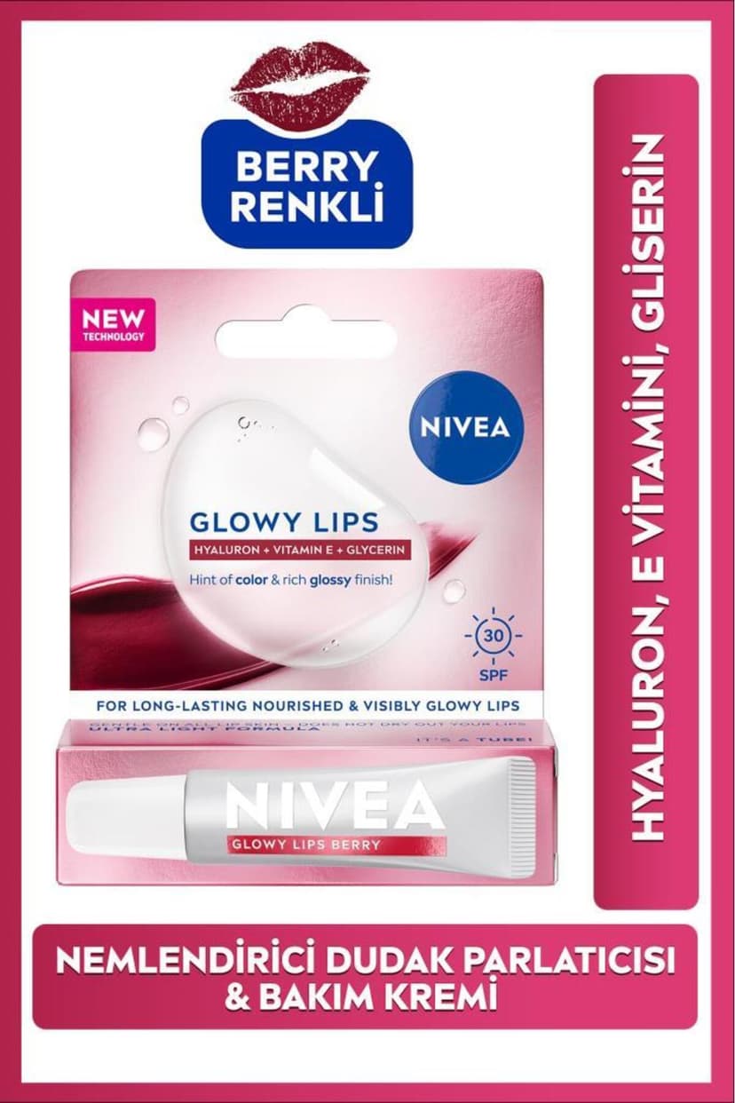 برق لب مرطوبکننده NIVEA Glowy Lips بری SPF30 حاوی اسید هیالورونیک و گلیسیرین 10 ml برق لب مرطوبکننده NIVEA Glowy Lips بری SPF30 حاوی اسید هیالورونیک و گلیسیرین 10 ml
