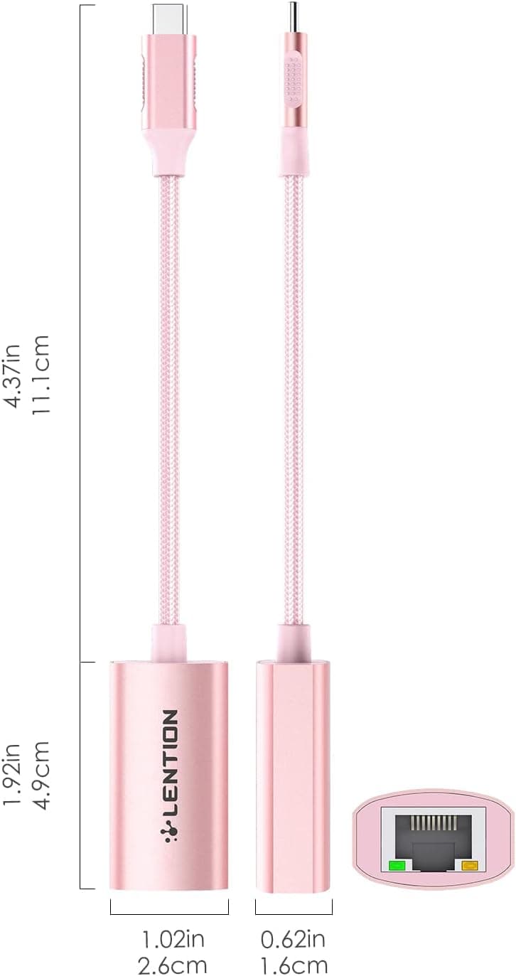 مبدل شبکه USB C به Ethernet RJ45 LENTION گیگابیتی رزگلد مدل CU604 مبدل شبکه USB C به Ethernet RJ45 LENTION گیگابیتی رزگلد مدل CU604
