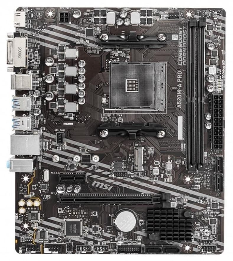 مادربرد MSI گیمینگ mATX سوکت AM4 چیپست AMD A520 مدل A520M-A PRO مادربرد MSI گیمینگ mATX سوکت AM4 چیپست AMD A520 مدل A520M-A PRO