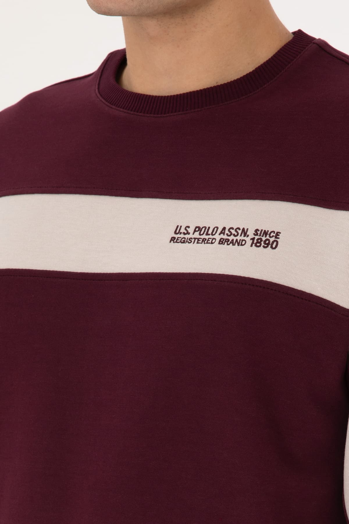 سوئیشرت مردانه U.S. Polo Assn. فیت معمولی یقه گرد زرشکی مدل 50316354-VR177 سوئیشرت مردانه U.S. Polo Assn. فیت معمولی یقه گرد زرشکی مدل 50316354-VR177