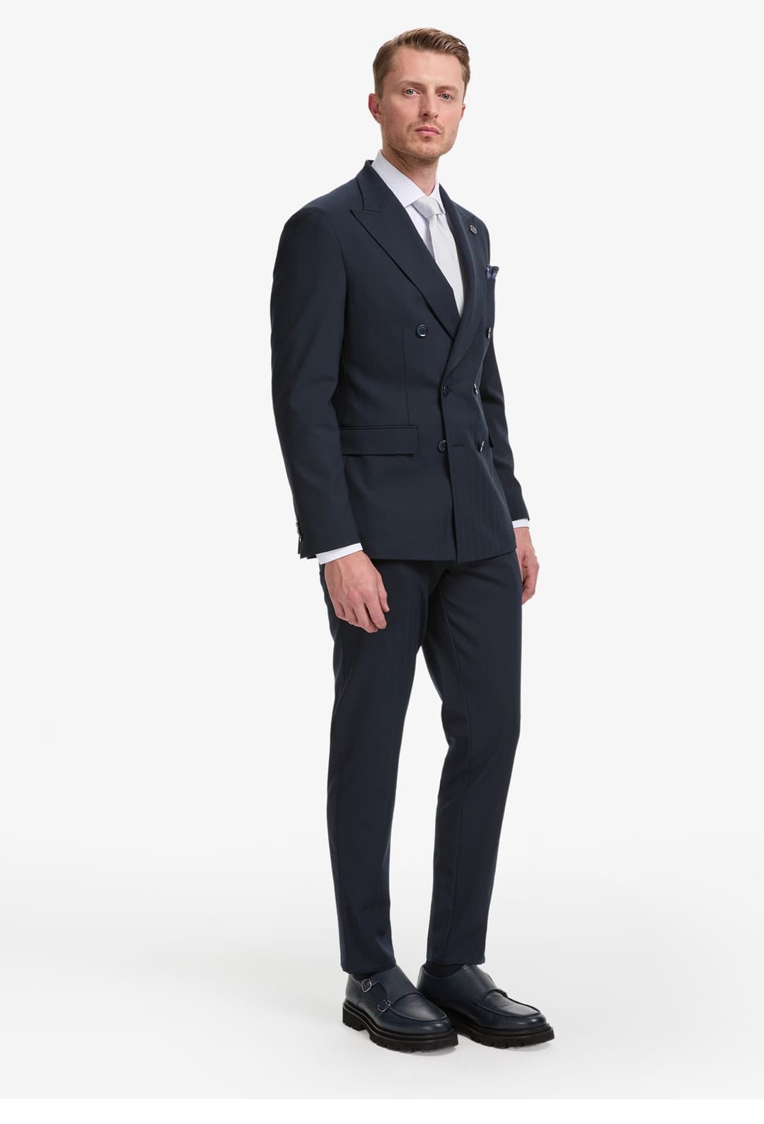 کتوشلوار دو ردیفه راهراه سرمهای Pierre Cardin فیت Extra Slim مدل 50325157-VR033 کتوشلوار دو ردیفه راهراه سرمهای Pierre Cardin فیت Extra Slim مدل 50325157-VR033
